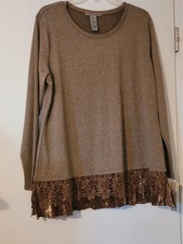 Sharon Young Heathered Copper Long Sleeve Tunic Top XL NEW picture
