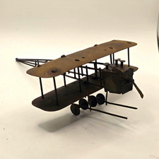 Antique Early 1900s WWI Wright Flyer Style Wrought Iron & Copper Biplane Model picture