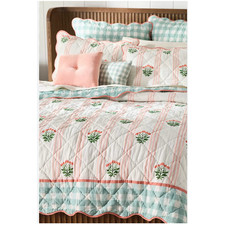 Anthropologie Iluka Cotton Printed Floral Quilt King Floral Stripe picture