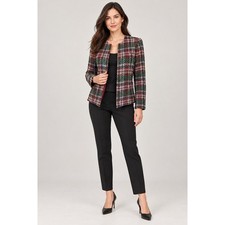 Doncaster Custom Tweed Blazer Women 6 Dark Academia Old Money Plaid Metallic picture