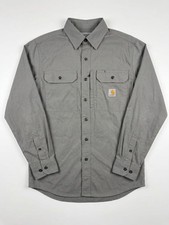 Carhartt Mens Long-Sleeve Button-Down Work Shirt, Gray picture