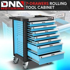 7-Drawer Rolling Tool Chest Cabinet Tray Top Garage Organizer Lockable Blue picture