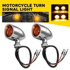 Heavy Duty Motorcycle Bullet Turn Signals Blinker 3 Wires Indicator Lights Amber picture