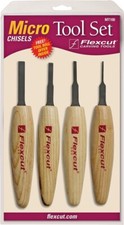 Flexcut Chisel Micro Tool Set 4 Different Style Blades Ash Wood Handles KNL100 picture