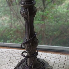 Tiffany Antique Bronze Metal Table Lamp Base, Corded Power, Switch Control Style picture