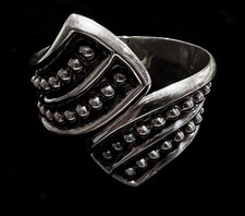 62g Heavy Vintage Taxco Mexico Sterling 925 TH-105 Hinged Bypass Cuff Bracelet picture