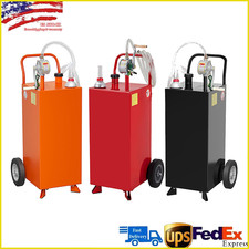30/35/40/50 Gallon Portable Fuel Tank Gas Caddy w/ Manual Pump Hose & Wheels picture