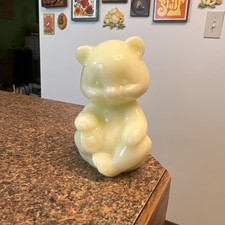 RARE Fenton Glossy Custard Uranium Glass Bear Figurine picture