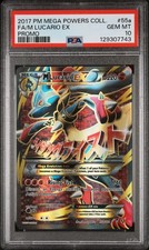 2017 POKEMON MEGA POWERS COLLECTION PROMO #55A FULL ART/M LUCARIO EX PSA 10 picture