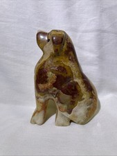 Vintage Stunning Hand Carved Marbled Caramel Onyx Stone Dog 4