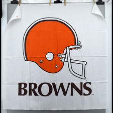 Vintage Cleveland Browns NFL Banner Wall Hanging 1970s 80s Cotton 42 Inch picture