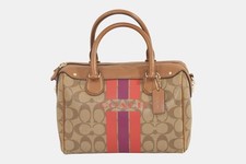 Coach Varsity Stripe Mini Bennett Satchel Purse Bag w Handles & X-Strap F38401 picture