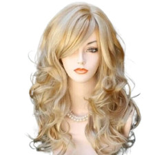 23inch Blonde Wig With Bangs Long Wavy Blonde Curly Wigs for Women Synthetic picture