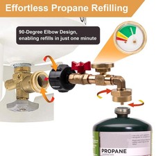 Upgraded Propane Refill Adapter 20lb to 1lb Converter, Design with Valve & Gauge picture