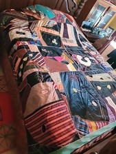 Crazy Quilt Antique PRESENTED TO JOSEPH BY MOTHER 1920 Embroidered Chintz  picture