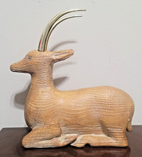 VTG DESIGNER REPROS LA BRASS HORN ANTELOPE GAZELLE MCM SCULPTURE picture