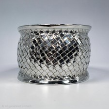 VTG 50mm Wide Woven Basket Weave Heavy 47g Cuff Bracelet Sterling Silver 7.25