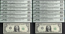 1963A $1 Federal Reserve Note PMG 68EPQ Complete 12 Note District Set PMG Graded picture