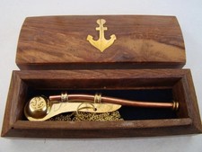 Brass / Copper Boatswain Whistle w/ Box ~ Bosun Call Pipe ~ Nautical Maritime picture