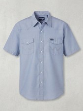 Wrangler Men's Blue Short Sleeve Western Pearl Snap Shirt Size 18 2XL picture