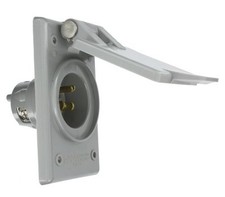 Leviton 5278-CWP Straight Blade Flanged Male Power Inlet Receptacle, 15 A, 125 picture