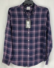 Baird McNutt Murano Men Shirt Large Slim Fit Long Sleeve Linen Button Navy New picture