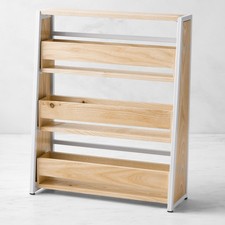 Williams Sonoma Tilting Spice Rack White Steel Ash Wood 18 Jars picture