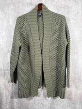 Patagonia Sweater Womens XL Green Off Country Cardigan Chunky Knit Open picture