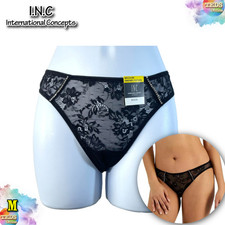 NWT INC International Concepts M Embellished Lace Bikini Panty 100182133, Black picture