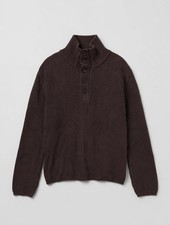 OUR LEGACY Navigator Polo Wet Bark Size 50 Brown Cotton Knit Sweater Portugal picture