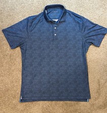 johnnie-O Men's L Blue Geometric Short Sleeve Golf Polo, Stretch UV Poly/Spandex picture