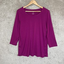 J Jill Shirt Womens Medium Purple Pima Cotton 3/4 Sleeve Scoop Neck Tee- 5346 picture