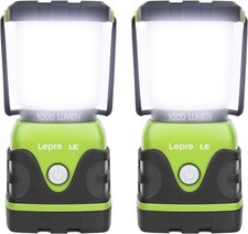 LE 1000LM Battery Powered LED Camping Lantern, Waterproof Green-1000lm-2Pack picture