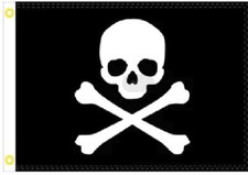4X6 FT HUGE JOLLY ROGER PIRATE STACK JAW SKULL AND BONES FLAG BANNER 100D picture