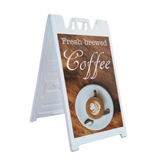 Fresh Brewed Coffee Heavy Duty A-Frame Sidewalk Sign Cafes Morning Specials Hot picture