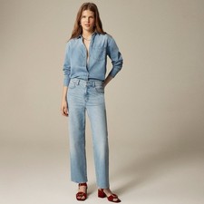 NWT J. CREW '96 Slim Wide Jeans Synniva Wash Denim High Rise Waist Size 33 picture