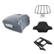 King Trunk Backrest Pad Rack Mount Fit For Harley Touring 2014-2026 Gunship Gray picture