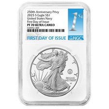 2025-S Proof $1 American Silver Eagle Navy Privy NGC PF70UC FDI First Label picture