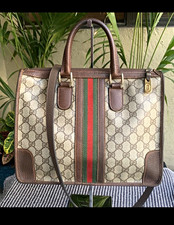 Authentic 1960s Gucci GG Monogram Web Stripe Zip Top Satchel Top Handle Bag picture
