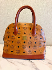 MCM Visetos Alma Bag Medium Tan Leather Authentic Gold Hardware Excellent picture