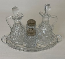 Rare Fostoria American 2056 Condiment Set w/ Tray picture