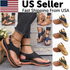 Low-Wedge Women Orthopedic Sandals Casual Flat Shoes Flip Flops Ladies Anti-Slip picture