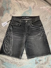 SP5DER Script Web Denim Short SH019SS26BLK 28 Men's/unisex Denim Shorts New picture