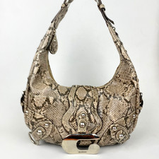Guess Faux Python Snakeskin Hobo Bag Silver Studded G Logo Buckle Y2K picture