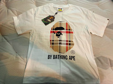 A Bathing Ape Men’s S White Cotton Ape Head Logo Graphic Crew Neck T-Shirt picture