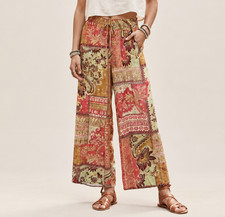 Mlle Gabrielle Wide-Leg Bohemian Pants Sz M Colorful Festival Lightweight Artsy picture
