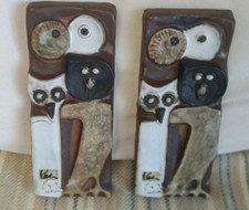 2 Mid Century Pottery 1960's wall-hanging plaques sculptor Helmut Schäffenacker picture