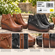 BOC by Born Leonna Women's  6.5 8 9.5 11 Wedge Ankle Boots M Side Zip Comfort picture