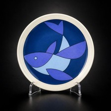 Vintage B&G Denmark Antoni 3770 Blue Fish Wall Plate Trivet 6 Inch picture