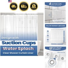 Clear Shower Curtain Liner with Suction Cups, 72x72, Lightweight picture